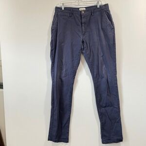 Taylor Stitch Slim Chino Pants Mens 34 Navy Blue Organic Cotton Stretch Trousers